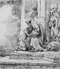 Terugkeer van die verlore seun - Rembrandt skets
